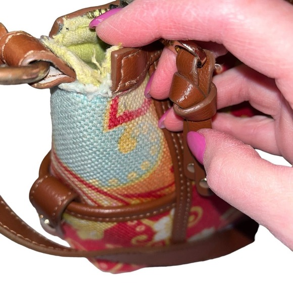 Spartina 449 Natural Linen Genuine Leather Shoulder Purse - Picture 6 of 16